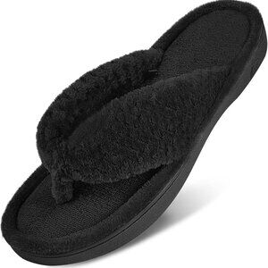 Women's Memory Foam Flip Flop Slippers Cozy Terry Lining Indoor Outdoor